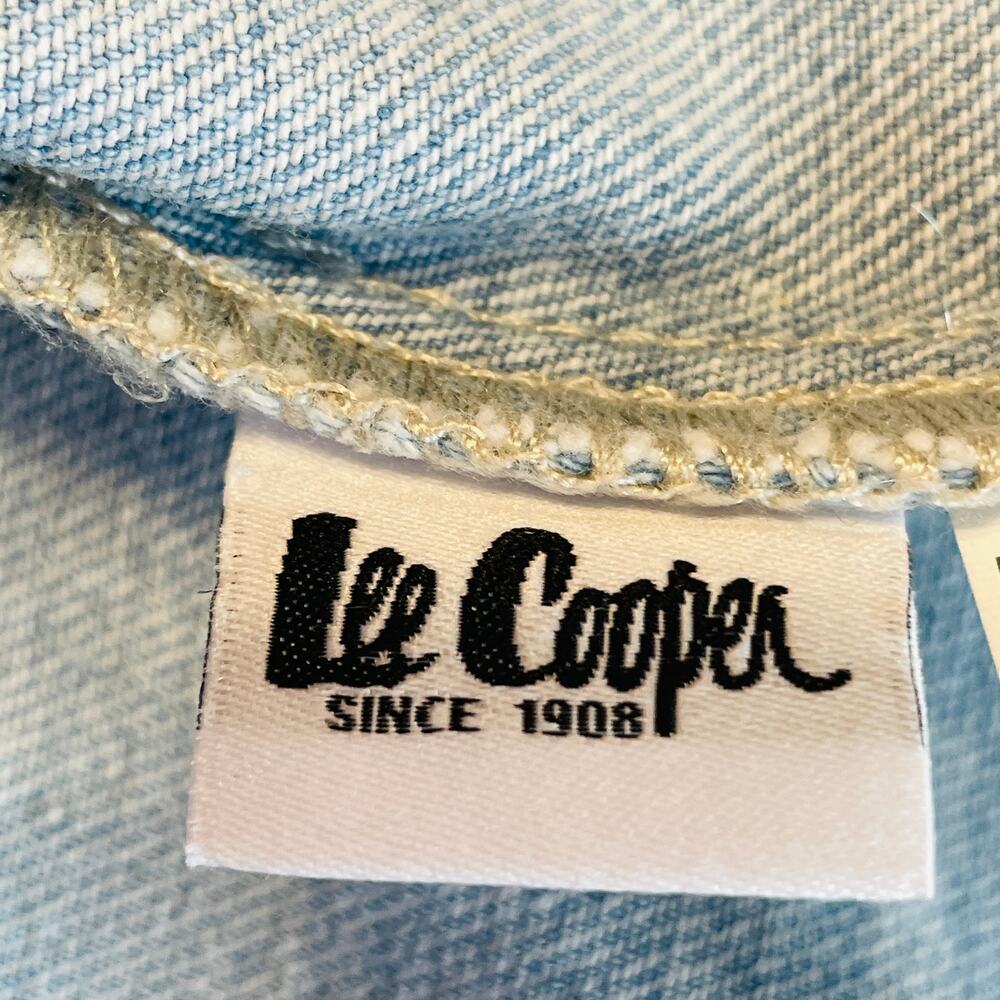 Lee Cooper Vtg 90s Blue Denim Orange Trim Button Asym Zip Classic Jean Jacket M - Picture 10 of 11